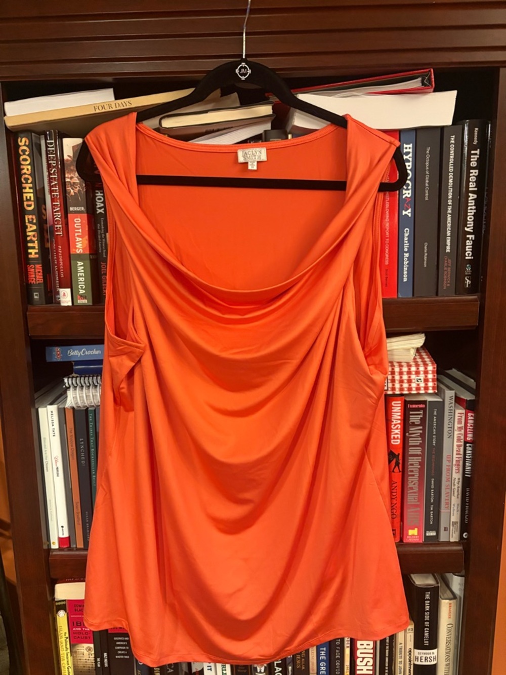 Jaclyn Smith Orange Draped Tank Top